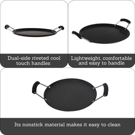 Imusa USA, Black Carbon Steel Large Round Comal with Bakelite Handles, 14"