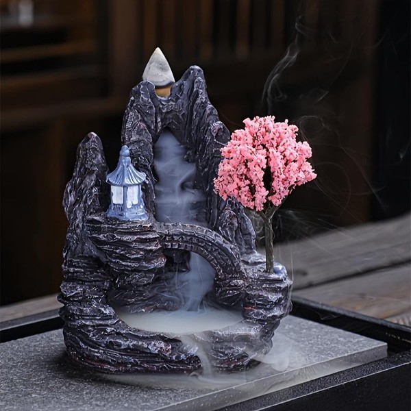 Creative Mountain and Flowing Water Design Incense Burner, 1 Count