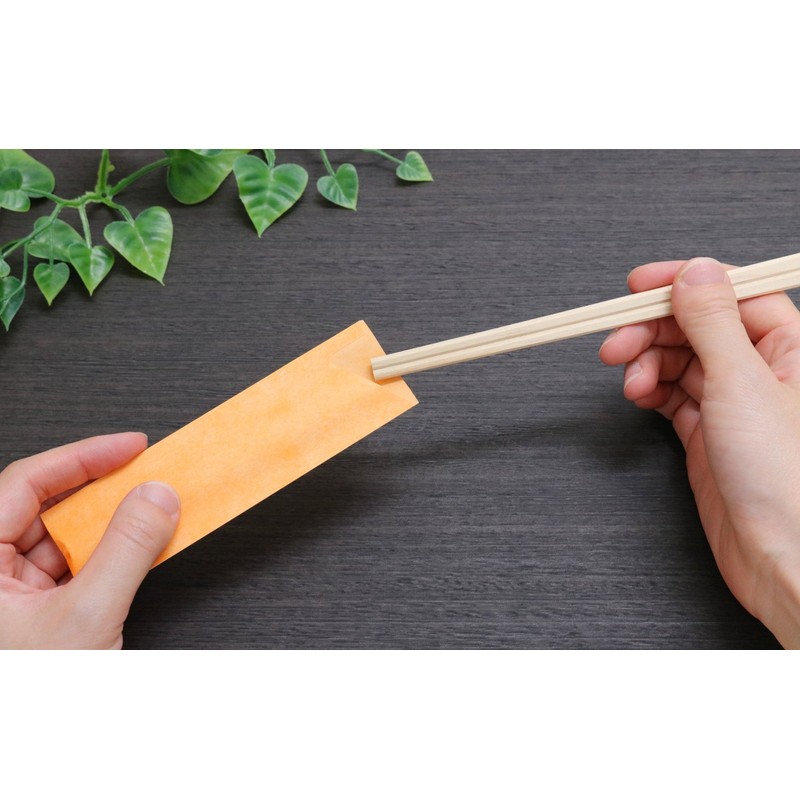 吉井 商事 "Commercial" 割ri箸 桧 元禄 Orange Chopsticks Bag 3-Pack,