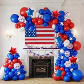 4th of July Balloons Set 164Pcs Red White Blue Balloons for Independence Day Veterans Memorial Day Patriotic Flag Theme Party Decorations
