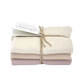 Solwang Cleaning Cloths Set of 3 Knitted Cotton Wipes (Sand Combo)