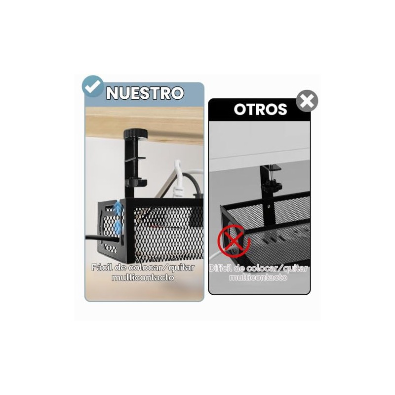 Bandeja de gestión de cables de 25 pulgadas, metal negro,
