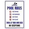 Aluminum Plate Wall Sign Pool Rules Wall Decoration Outdoor Swimming