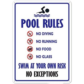 Aluminum Plate Wall Sign Pool Rules Wall Decoration Outdoor Swimming Pool Rules Safety Fence House Rules No Running