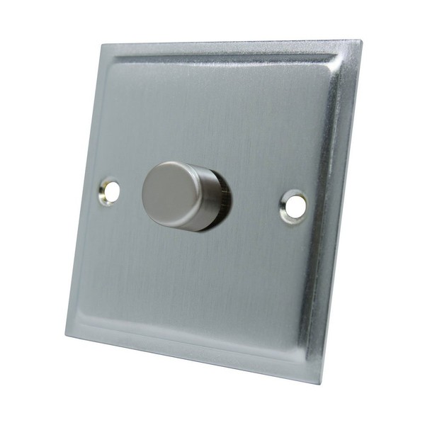 Slimline Satin Chrome 1 Gang Dimmer 1000W - 10 Amp