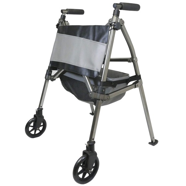Signature Life Elite Travel Walker, Lightweight Folding Rolling Walker with Swivel Wheels for Adults, Seniors, and Elderly, Compact Narrow Walker, Height Adjustable with Ski Glides and Pouch