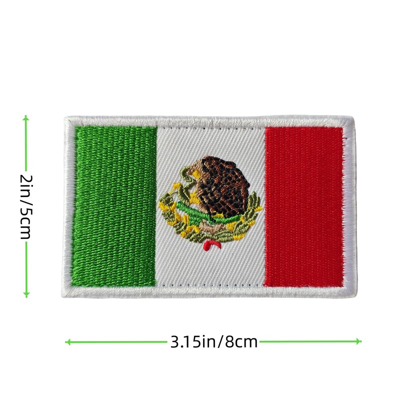 Mexico Flag Patch Hook and Loop Escudo Águila Mexican Embroidered