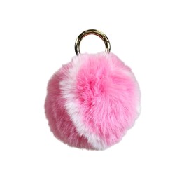 Furry Tennis Ball Keychain - Pink