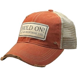 VINTAGE LIFE Distressed Baseball Caps Funny Trucker Hats with Sayings, Unisex (Overthink This (Orange))