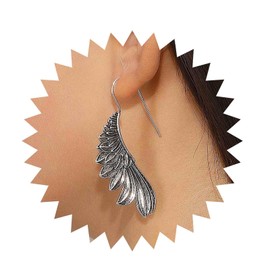 Xduargs Boho Angle Wing Dangle Earrings Vintage Angle Wing Hook Earrings Silver Feather Wing Earrings Religious Guardian Wing Drop Earrings Jewelry for Women and Girls