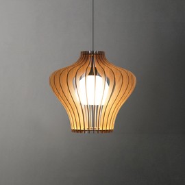 CEOTIS Farmhouse Chandelier for Bedroom, 16" Mid-Century Artisan Luxe Wood Ceiling Pendant Light for Dining Room, Kitchen, Living Room, Entryway