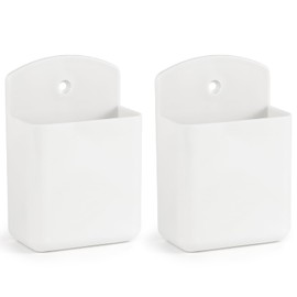 SIBRANT 2 Pcs Remote Control Holder Wall Mount, TV Controller Holder, Self Adhesive Remote Holder, Wall Pen Holder Storage Accessories for Home Office School (White)