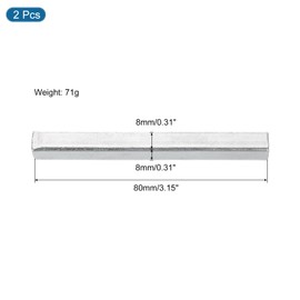 sourcing map 2Pcs Door Spindle Bar, 80mm Long Square Spindle Door, Iron Door Knob Spindle Door Lock Replacement Parts for Most Type Door Knobs, Silver