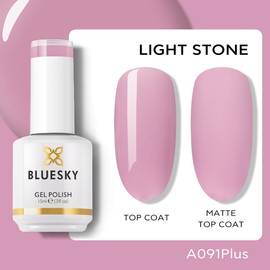 BLUESKY Gel Nail Polish - Soak Off Gel Polish UV/LED Lamp Cures, Pintura de Gel para Uñas, Long Lasting, Vegan, 15ML, A091P/LIGHT STONE