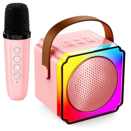 Karaoke Machine, Portable Speaker with Microphones, Birthday Family Party Gifts for Kids Girls Boys 3 4 5 Year Old