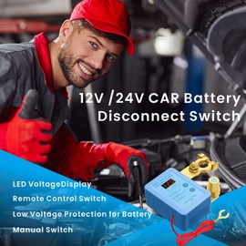 Kill Switch for Car,12V 240A Remote Battery Disconnect Switch Smart Voltage, Car Kill Switches Anti Theft, Prevent Battery Drain, Remote Battery Kill Switch for Car, Truck, RV NS Blue