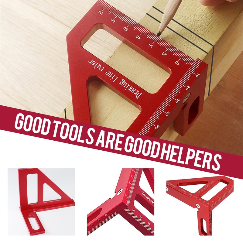 3D Square Protractor, 45/90 Degree Mitre Angle Made of Aluminium