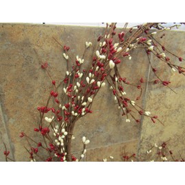 KMI Gorgeous Primitive 55" Cream and RED Pip Rice Berry Garland Flexible & Bendable