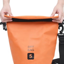 Udorich Waterproof Dry Bag with Adjustable Straps, Lightweight PVC, for Outdoor Activities, Orange and Black, 1.3 Gallon Capacity