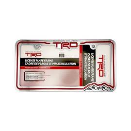 Chrome License Plate Frame – Rust-Resistant Metal Car Tag Holder | Universal Fit (TRD-Red)