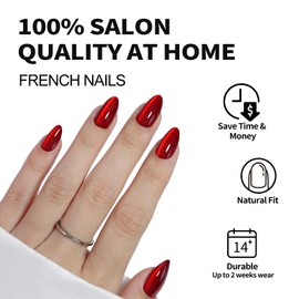 SHANGMENG Red Cat Eye Press on Nails Almond - Soft Gel Short Press on Nails for Women Gift, Fit Perfectly & Natural Glue on Nails in 16 Sizes - 32 Reusable Fake Nails with Glue, Wine