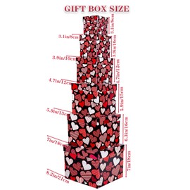 JWSCYSY 6PCS Valentine's Day Nesting Gift Boxes with Lid, Square Gift Boxes with Ribbon, Decorative Boxes Assorted Size for Valentine's Day Presents Wrapping, Party Favor Boxes (Black)