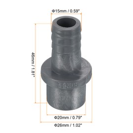 PATIKIL UPVC Reducer Pipe Fitting 20mm OD 15mm Barbed, 5 Pack Straight Coupling Adapter Connector, Grey