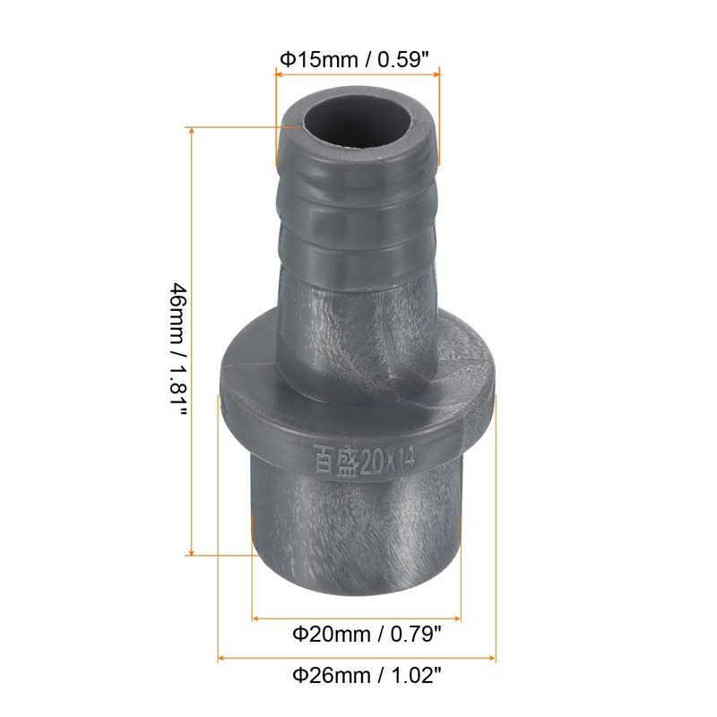 PATIKIL UPVC Reducer Pipe Fitting 20mm OD 15mm Barbed, 5
