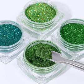 6Grids Chrome Nail Powder Green Nail Art Glitter Laser Holographic Nail Chrome Powder Metallic Effect Chrome Powder for Women Nail Art Manicure Decoration