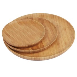 Generisch Bamboo Plates, Wooden Plates, Made of Environmentally Friendly Bamboo Wood, Set of 3