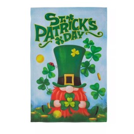 Unbranded Happy St. Patrick's Day Gnome Shamrock  Indoor Outdoor Garden flag 12" x 18"