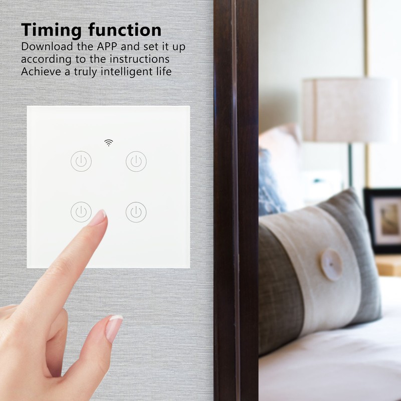 WiFi Smart Wall Light Switch Tempered Glass Remote Control Wireless