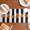 Back to School Table Runner, Black and White Striped with