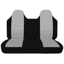 Fioqe Front Bench Seat Cover with Molded Headrests for Ford F150 F250 F350 1992-1998,Pickup Solid Bench Seat No Center Armrest,Washable Truck Seat Protector with Molded Headrests-Gray
