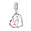 ROMANTICWORK Father Daughter Charm Fit Bracelet 925 Sterling Silver Heart