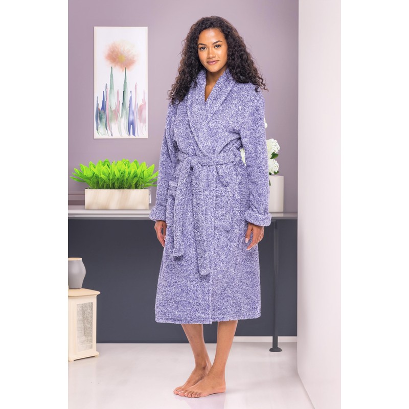 Alexander Del Rossa Fluffy Fuzzy Robe for Women, Heathered Purple