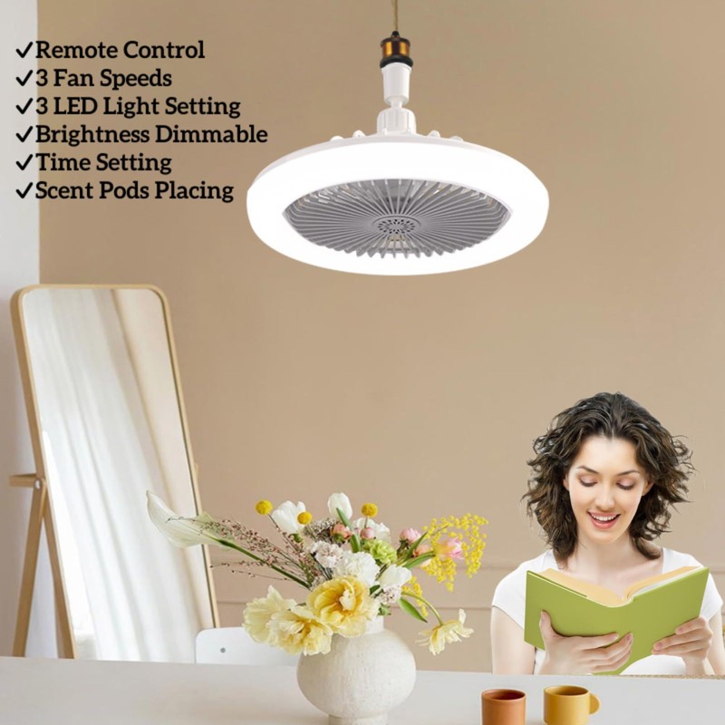 WOTOFULIN Socket Fan Light 10 Inches Socket Fan Ceiling Fan