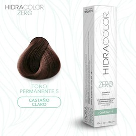 HIDRACOLOR - Tinte Permanente para Cabello Zero Color 5 Castaño Claro 90 ml, sin Amoniáco, Cubre Canas, con Miel y Aloe Vera, Gran Duración y Humectación, Coloración Cabello, Aporta Sedosidad y Brillo