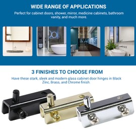 Rok Hardware Glass Door Pivot Hinge for Free Swinging Glass, Brass, Pack of 5