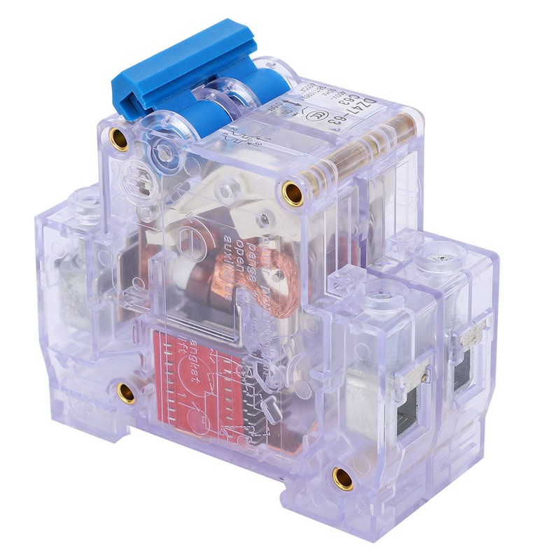 6pcs DZ47‑63 2P 6‑63A Transparent MCB Mini Circuit Breaker Air