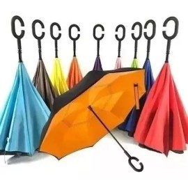 Jasu Pack De 10 Sombrillas Paraguas Reversibles Color Aleatorio