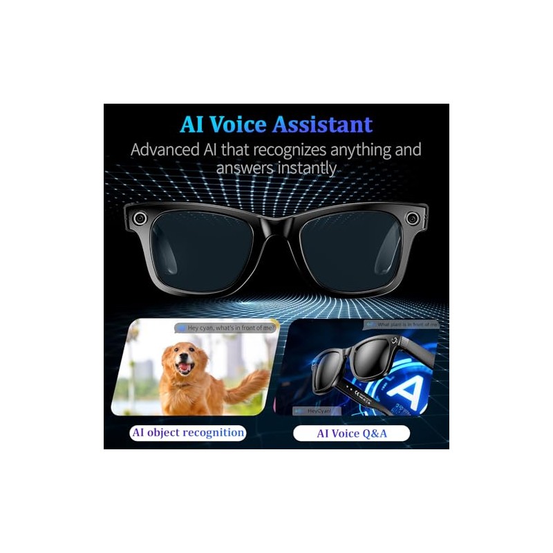 Gafas Inteligentes AI con Cámara de 8 MP, Video de
