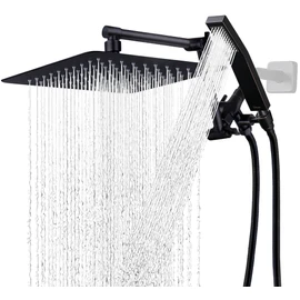 G-Promise All Metal 10 Inches Rainfall Shower Head with Handheld Spray Combo, 3 Settings Diverter, Adjustable Extension Arm with Lock Joints, 71 Inches Stainless Steel Hose (Oil Rubbed Bronze)