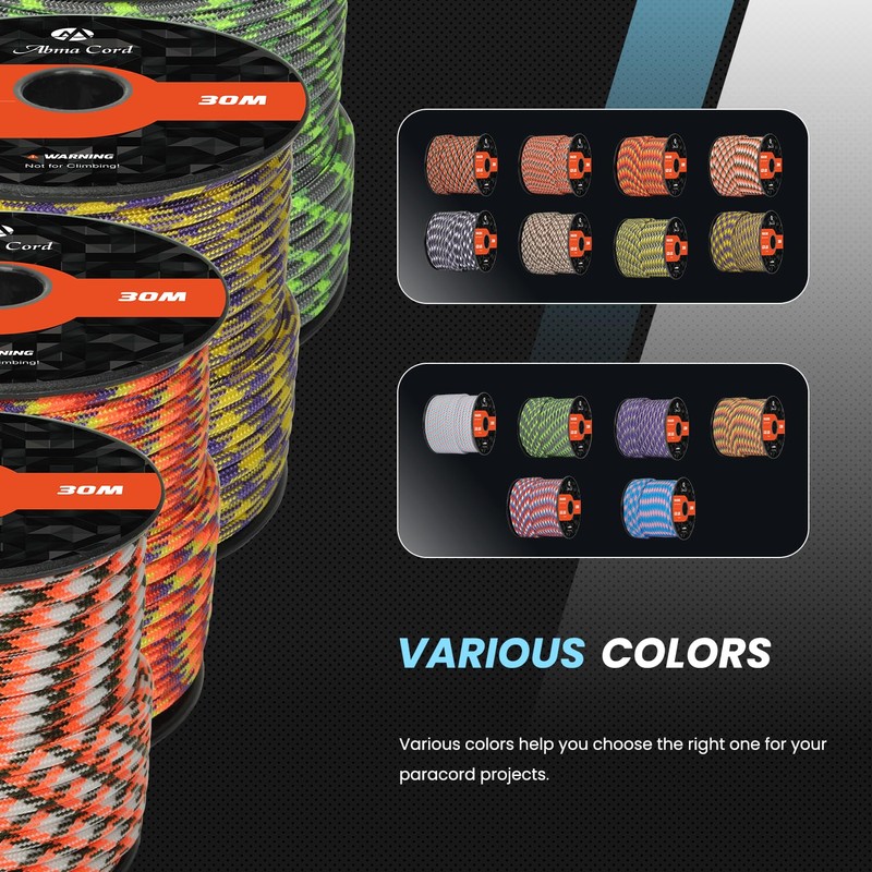 Abma Cord Paracord 620 lbs 4mm 9 Strands 100% Nylon