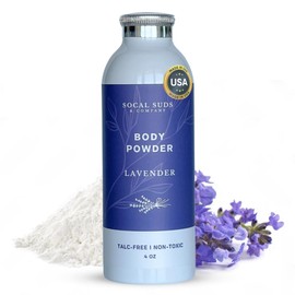SoCal Suds & Company - Natural & Organic Body Powder Talc-Free with Arrowroot Powder, Kaolin, Aspen Bark Extract for Soft Soothing Delicate Skin - Lavender 4oz, 1-Pack