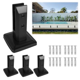 LukLoy 4 Pack T304 Stainless Steel Glass Railing Spigots – No-Drill Black Spigots Clamps Glass Railing System for Indoor Stairs, Pool Fencing, or Low-Wind Outdoor (4 Pack, Each NW 1.71lb) - Level 1