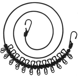 1 paquete de tendedero Newraturner portátil con 12 pinzas de ropa, resistente al viento, para viajes, elástico, retráctil, para secar ropa lavada para patio trasero, vacaciones, hotel, balcón.