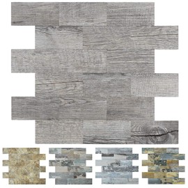 Art3d 10 Sheet (Pack Of 10) Wall Panel Wood, Gray