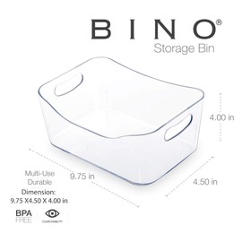 BINO | Plastic Storage Bins, Small - 2 Pack | The SOHO Collection | Multi-Use Organizer Bins | Built-in Handle | BPA-Free | Pantry Organization | Home Organization | Fridge Organizer | Freezer Org