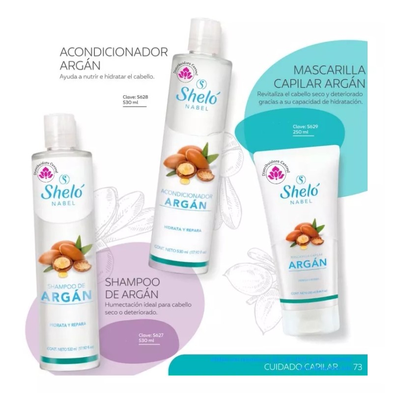 Sheló Nabel Mascarilla Capilar Argan Shelo Nabel® 250ml. 5 Piezas